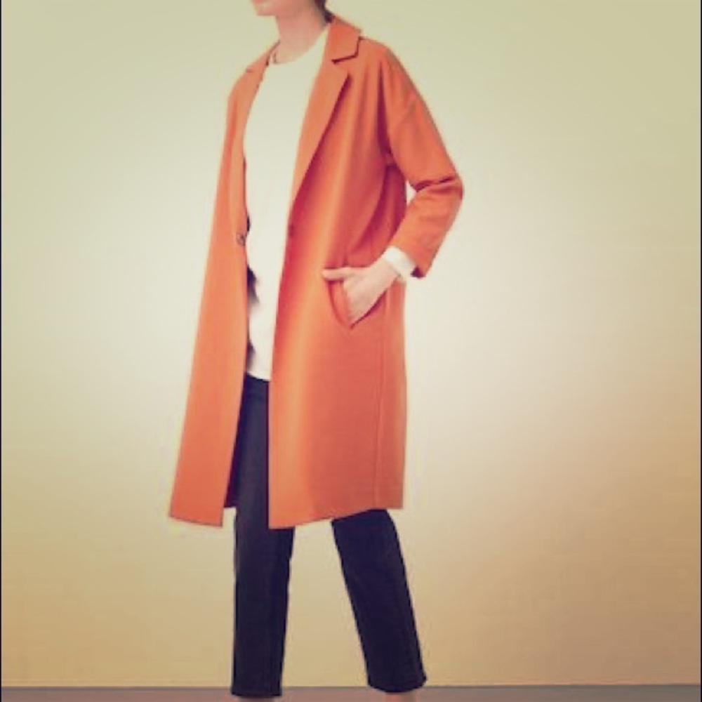Mango Straight-cut Coat Orange